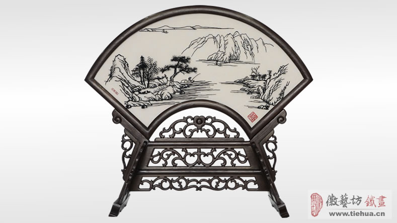 单位特色文化艺术礼品-双面古典台屏铁画-山水